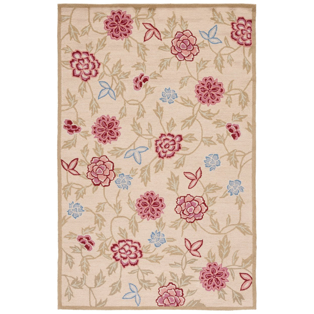 SAFAVIEH Chelsea HK714A Hand-hooked Ivory / Green Rug Image 1