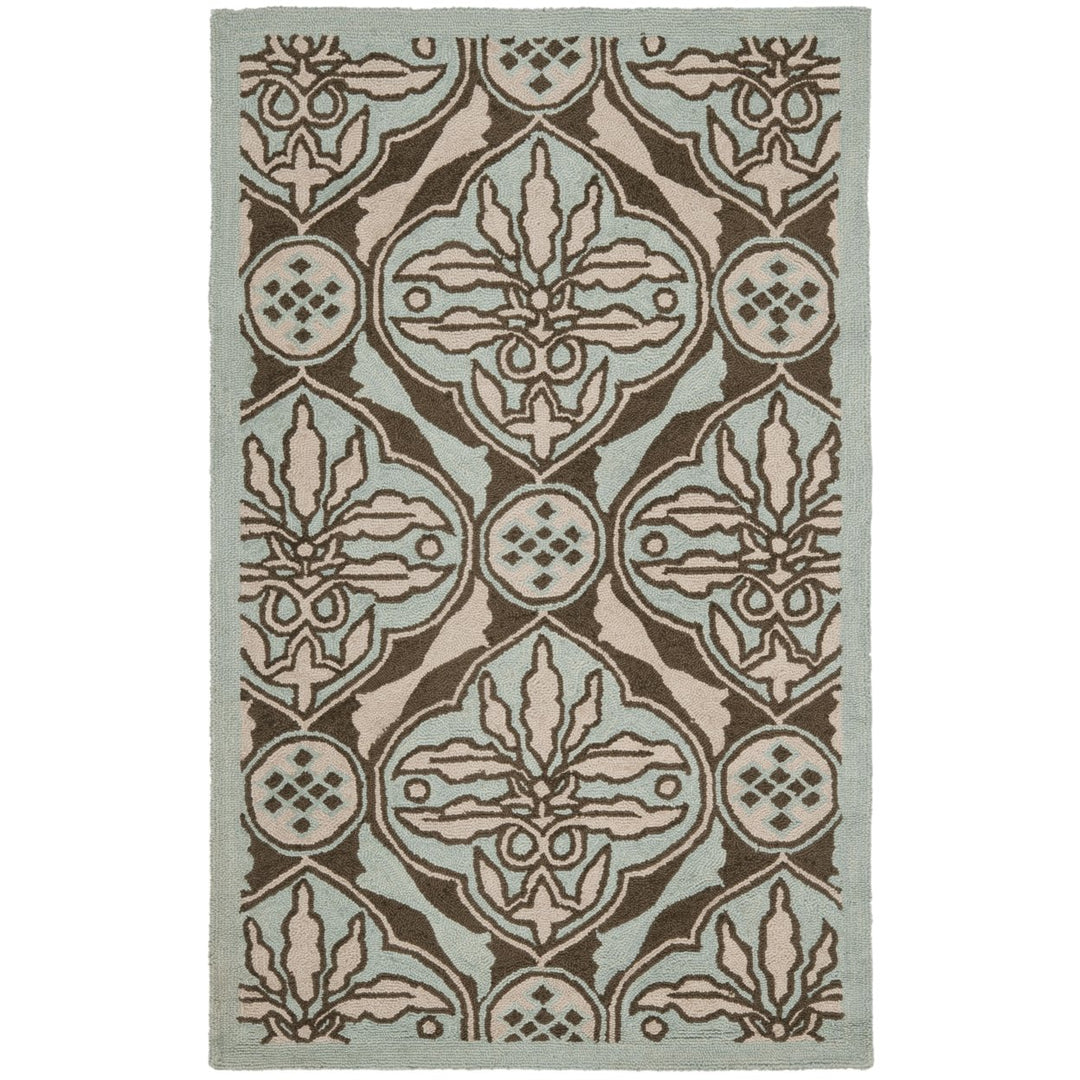 SAFAVIEH Chelsea HK715A Hand-hooked Brown / Blue Rug Image 9