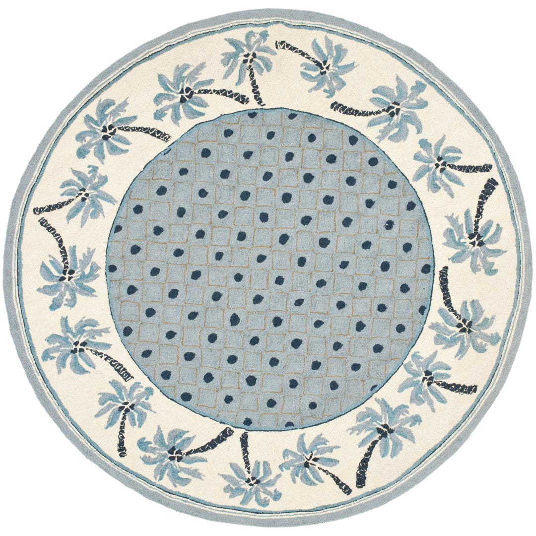 SAFAVIEH Chelsea HK724A Hand-hooked Blue / Ivory Rug Image 4