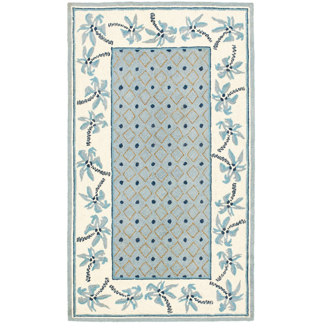 SAFAVIEH Chelsea HK724A Hand-hooked Blue / Ivory Rug Image 9