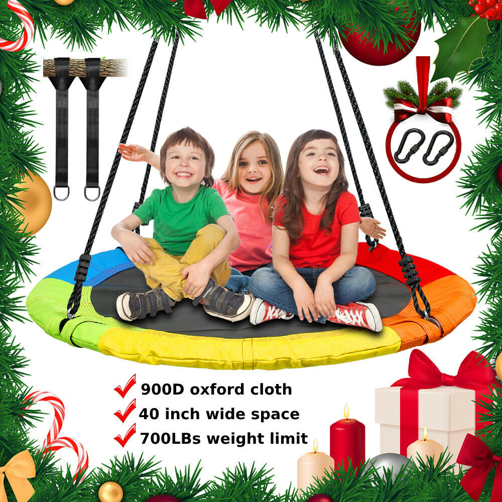 US Children Tree Swing Hanging Flying Web Platform Mesh Saucer Playground 700Ibs Image 2