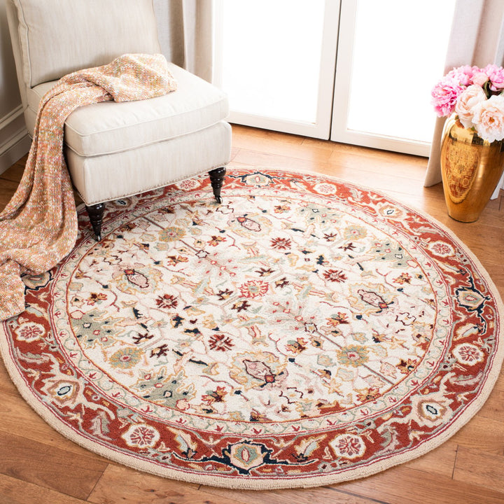 SAFAVIEH Chelsea HK751C Hand-hooked Ivory / Red Rug Image 2