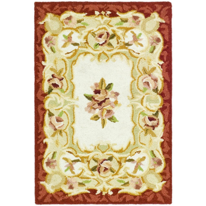 SAFAVIEH Chelsea HK73A Hand-hooked Ivory / Burgundy Rug Image 2