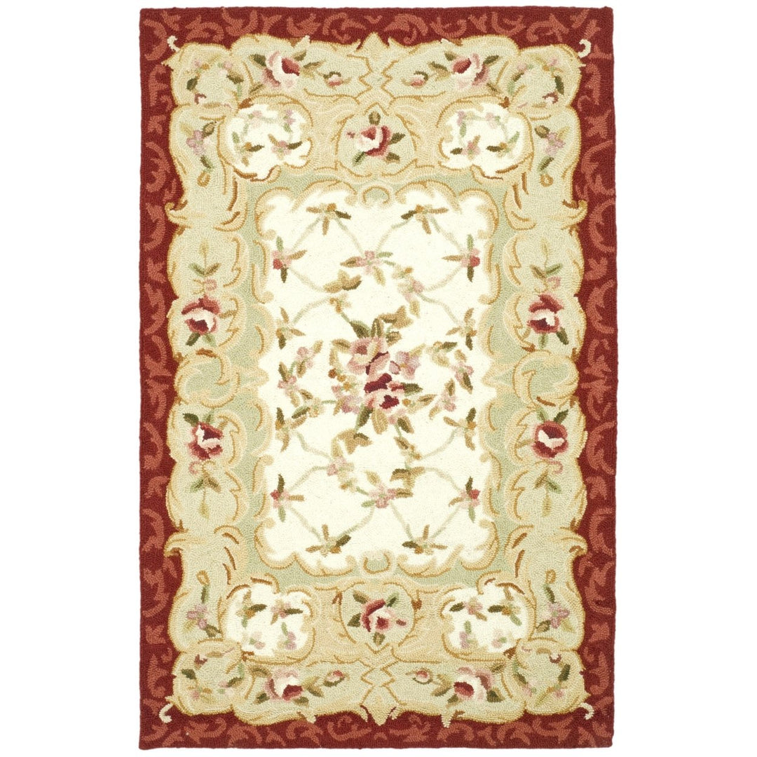 SAFAVIEH Chelsea HK73A Hand-hooked Ivory / Burgundy Rug Image 4