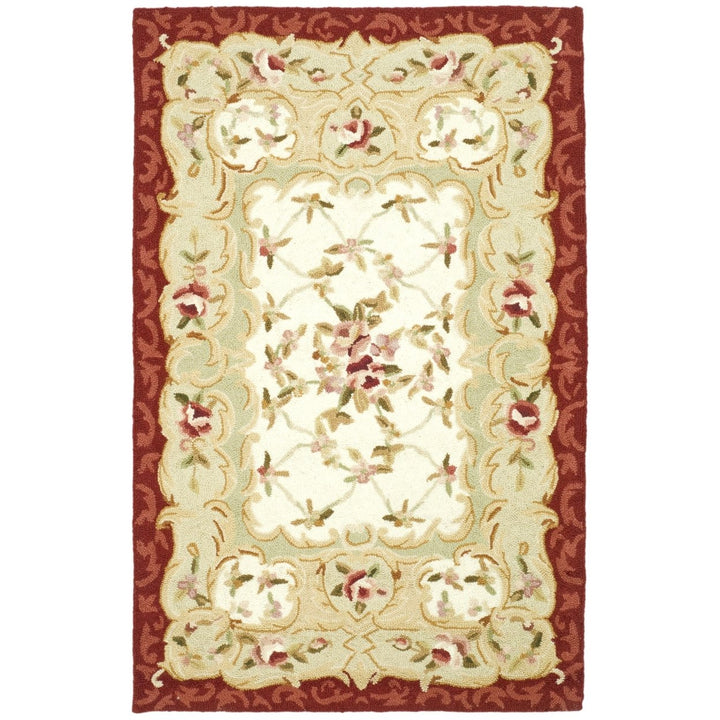 SAFAVIEH Chelsea HK73A Hand-hooked Ivory / Burgundy Rug Image 4