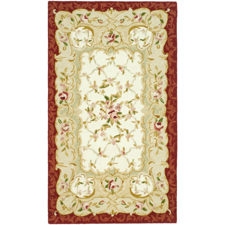 SAFAVIEH Chelsea HK73A Hand-hooked Ivory / Burgundy Rug Image 5