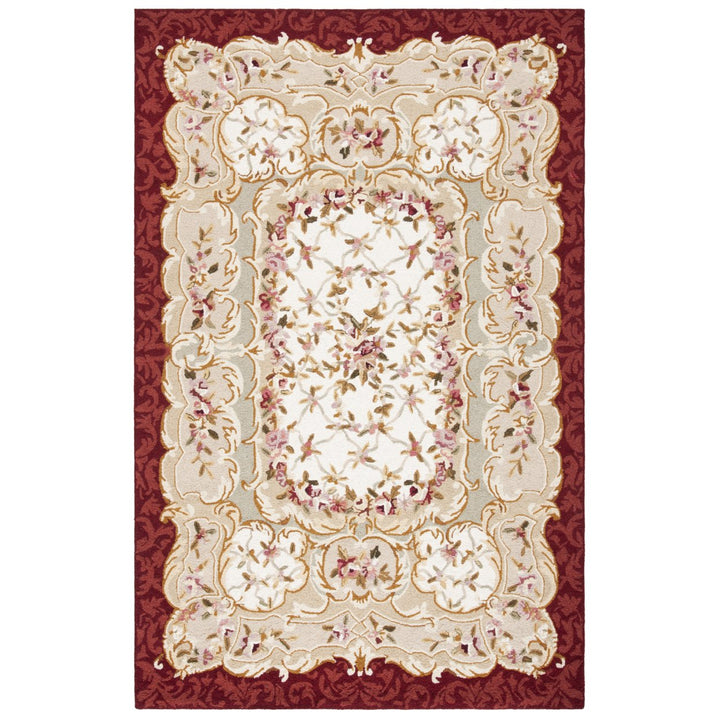 SAFAVIEH Chelsea HK73A Hand-hooked Ivory / Burgundy Rug Image 7