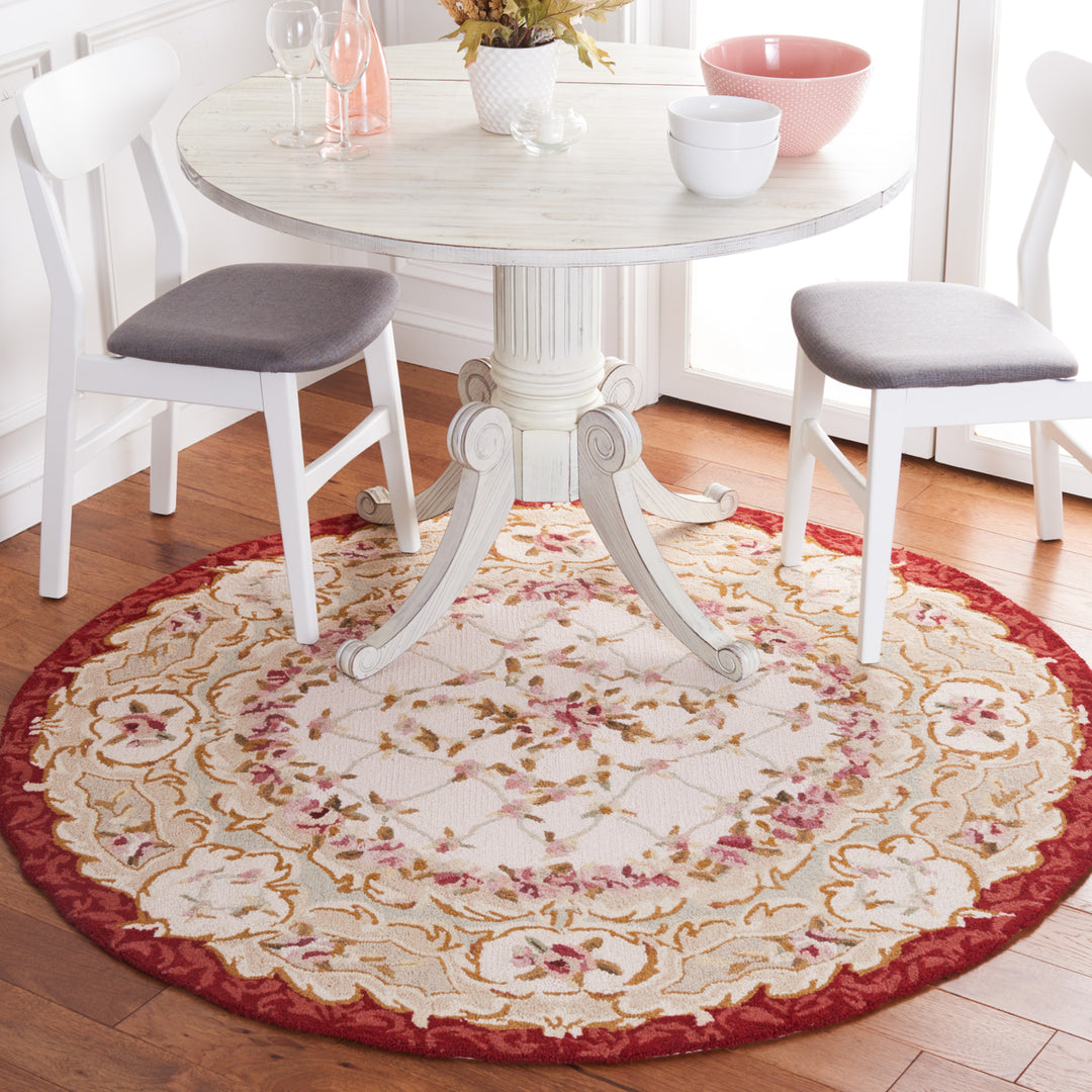 SAFAVIEH Chelsea HK73A Hand-hooked Ivory / Burgundy Rug Image 9