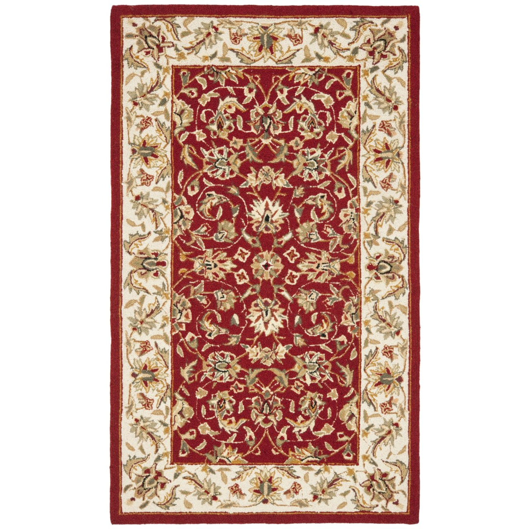 SAFAVIEH Chelsea HK78B Hand-hooked Burgundy / Ivory Rug Image 4