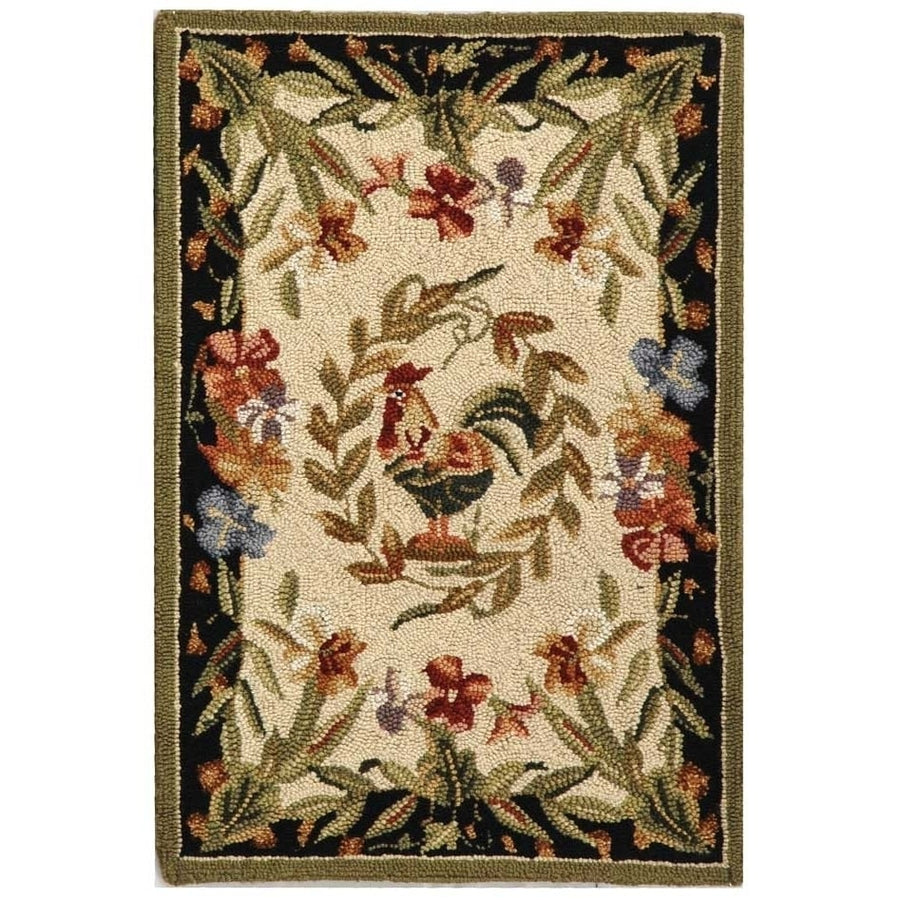 SAFAVIEH Chelsea HK92A Hand-hooked Creme / Black Rug Image 1