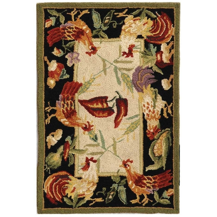 SAFAVIEH Chelsea HK94A Hand-hooked Ivory / Black Rug Image 1