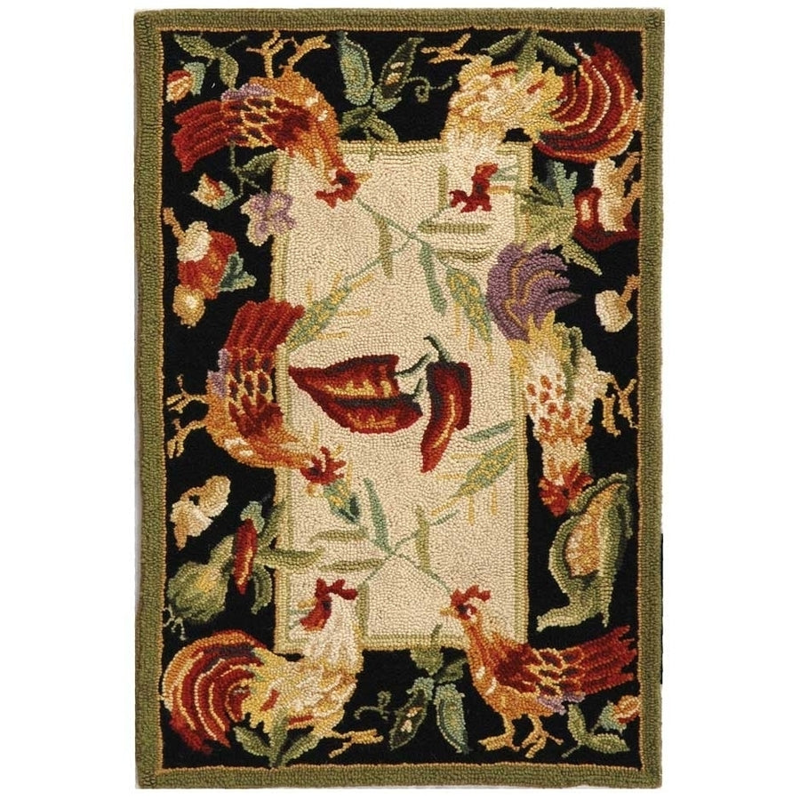 SAFAVIEH Chelsea HK94A Hand-hooked Ivory / Black Rug Image 1