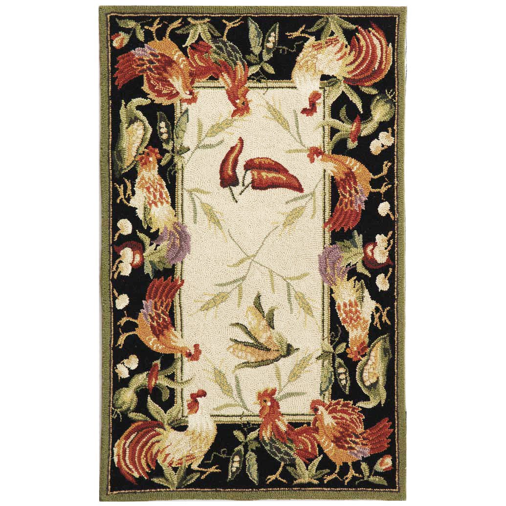 SAFAVIEH Chelsea HK94A Hand-hooked Ivory / Black Rug Image 1