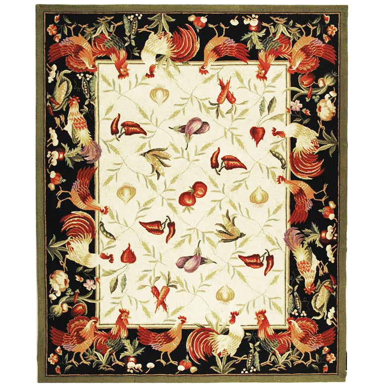 SAFAVIEH Chelsea HK94A Hand-hooked Ivory / Black Rug Image 1