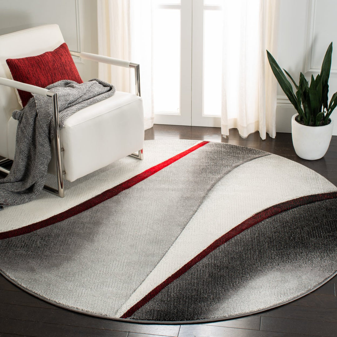 SAFAVIEH Hollywood Collection HLW712K Grey / Red Rug Image 2