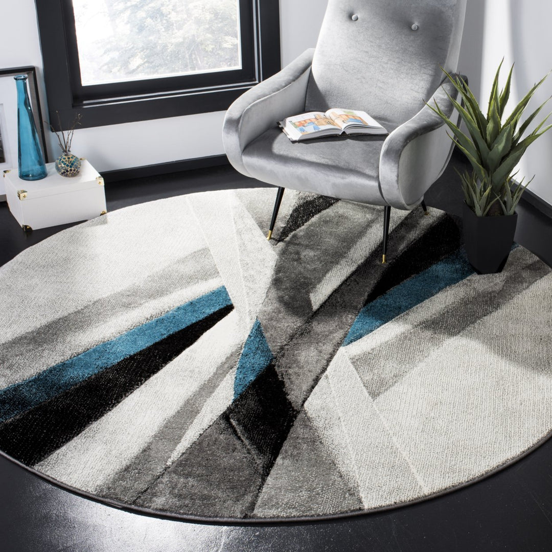 SAFAVIEH Hollywood Collection HLW710D Grey / Teal Rug Image 2