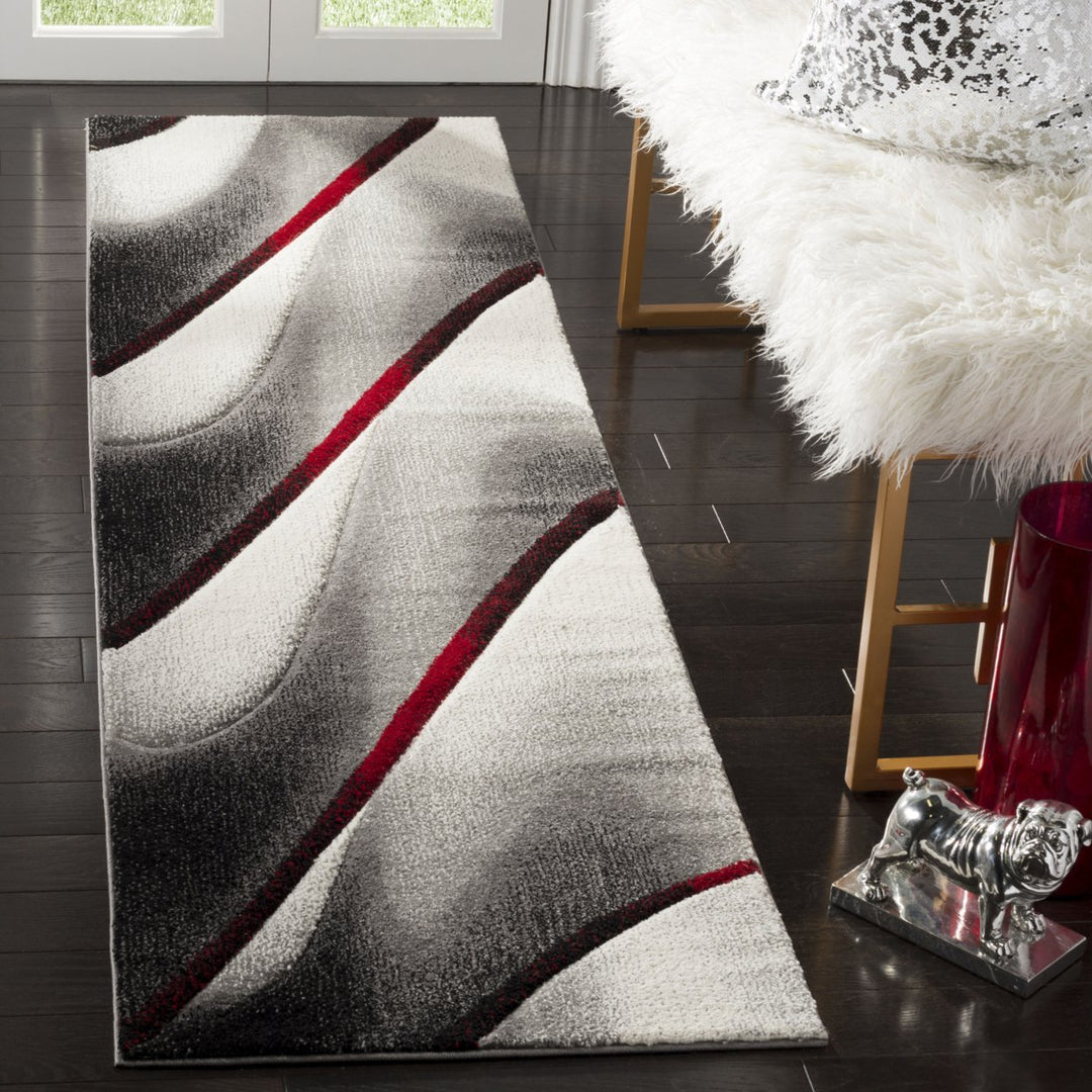 SAFAVIEH Hollywood Collection HLW712K Grey / Red Rug Image 3