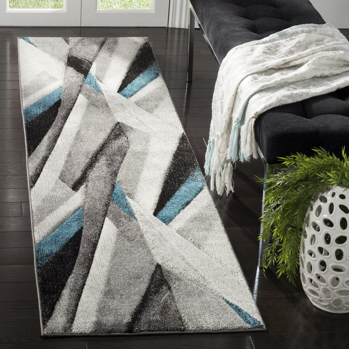SAFAVIEH Hollywood Collection HLW710D Grey / Teal Rug Image 3