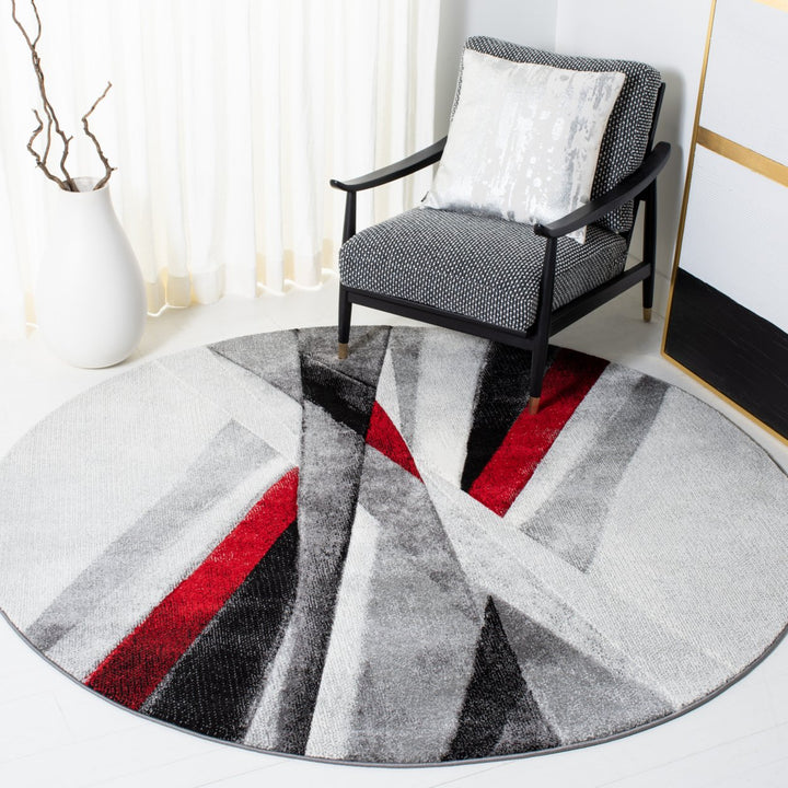 SAFAVIEH Hollywood Collection HLW710Q Grey / Red Rug Image 2