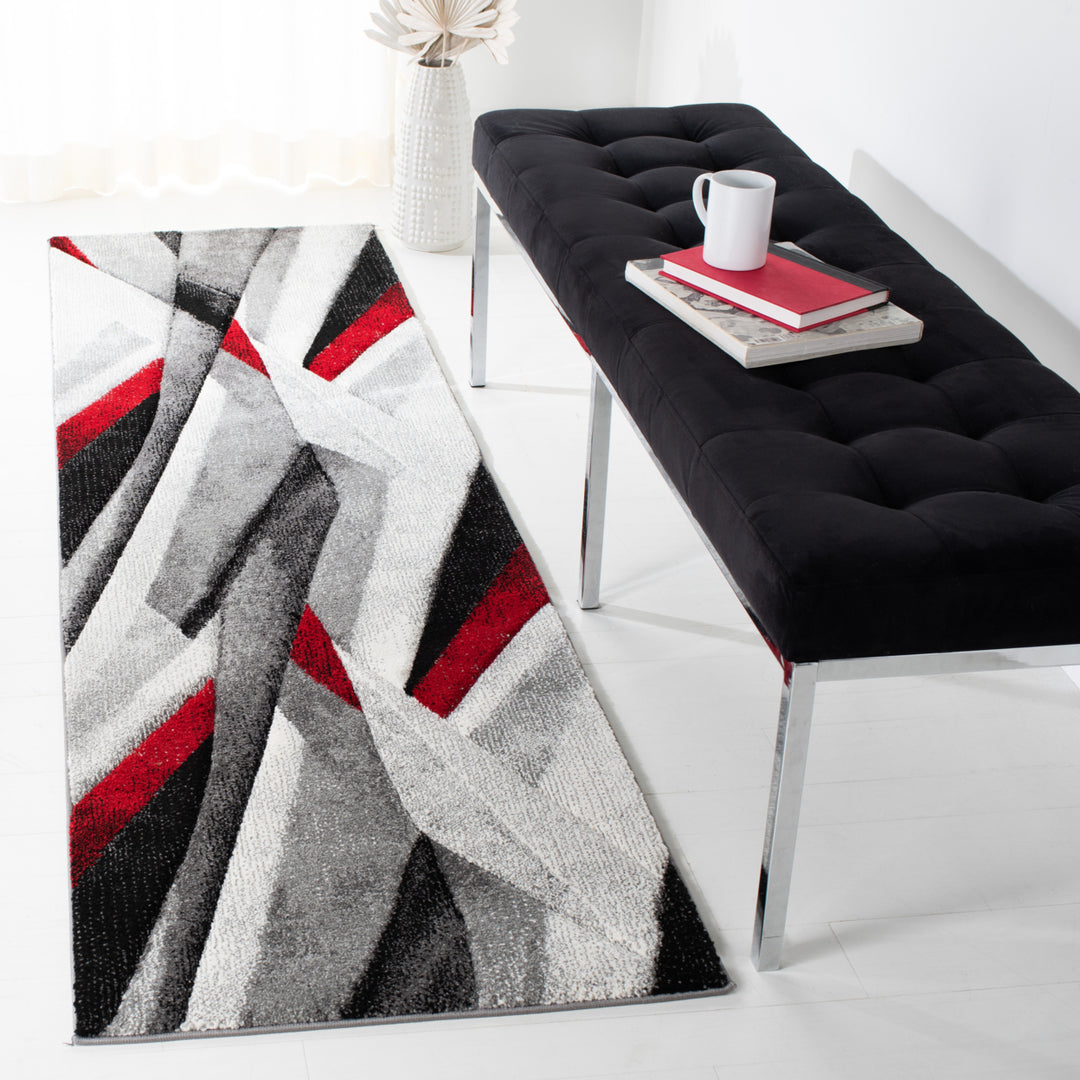 SAFAVIEH Hollywood Collection HLW710Q Grey / Red Rug Image 3