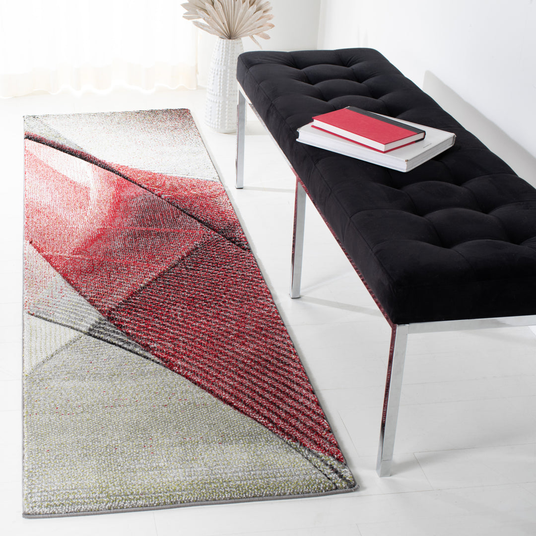 SAFAVIEH Hollywood Collection HLW715Q Grey / Red Rug Image 3