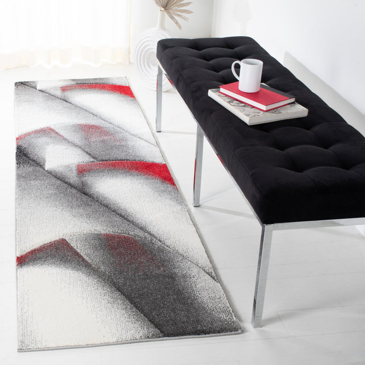 SAFAVIEH Hollywood Collection HLW716Q Grey / Red Rug Image 3