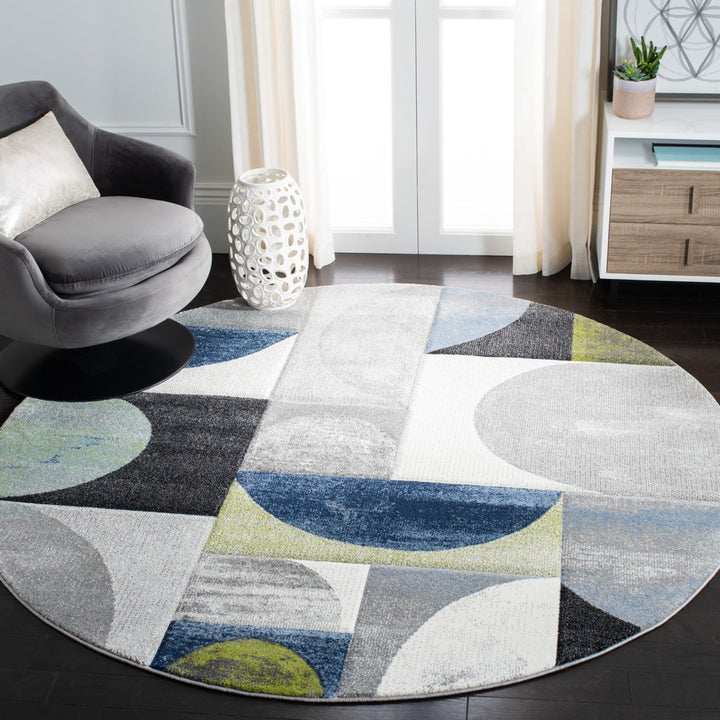 SAFAVIEH Hollywood Collection HLW798F Grey / Blue Rug Image 8