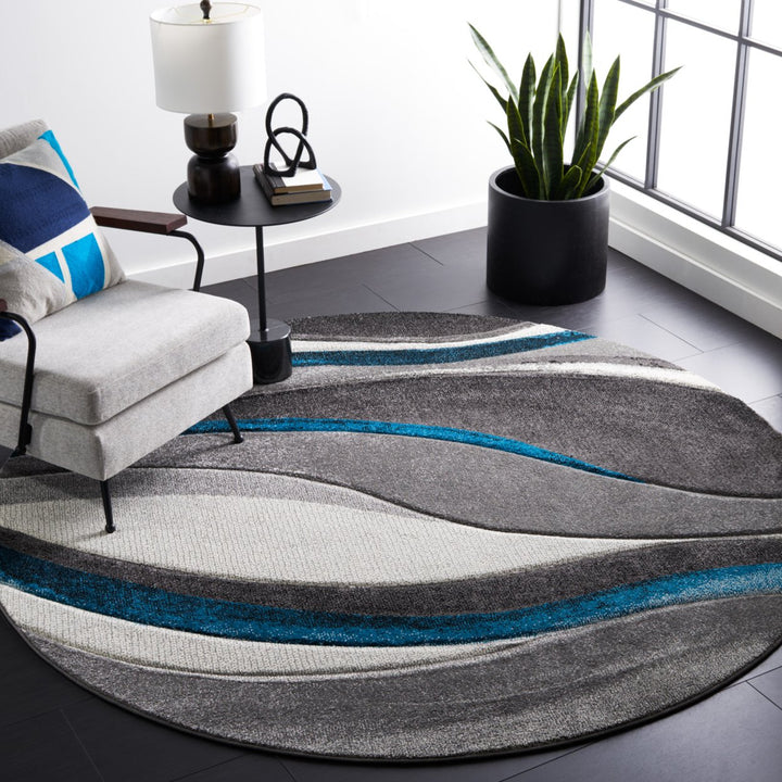 SAFAVIEH Hollywood HLW766M Grey / Turquoise Rug Image 3