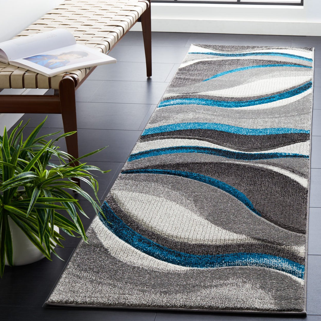 SAFAVIEH Hollywood HLW766M Grey / Turquoise Rug Image 4