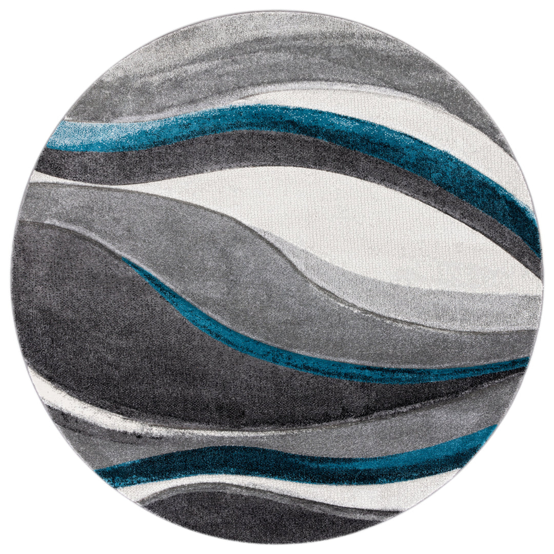 SAFAVIEH Hollywood HLW766M Grey / Turquoise Rug Image 5