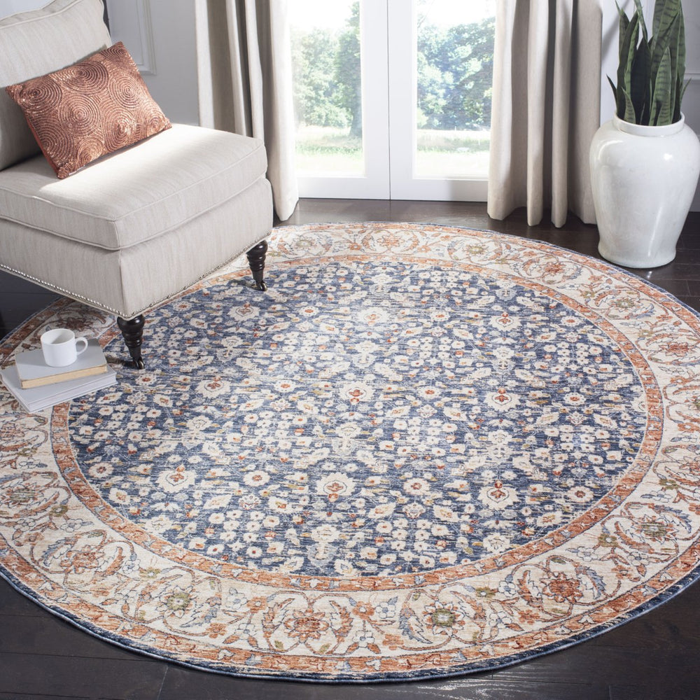 SAFAVIEH Heirloom Collection HRL701N Navy / Beige Rug Image 2