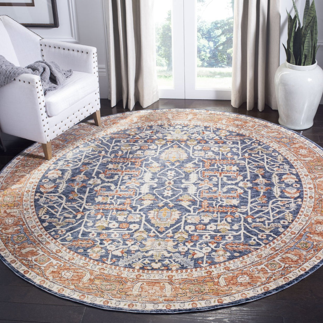 SAFAVIEH Heirloom Collection HRL703N Navy / Beige Rug Image 2