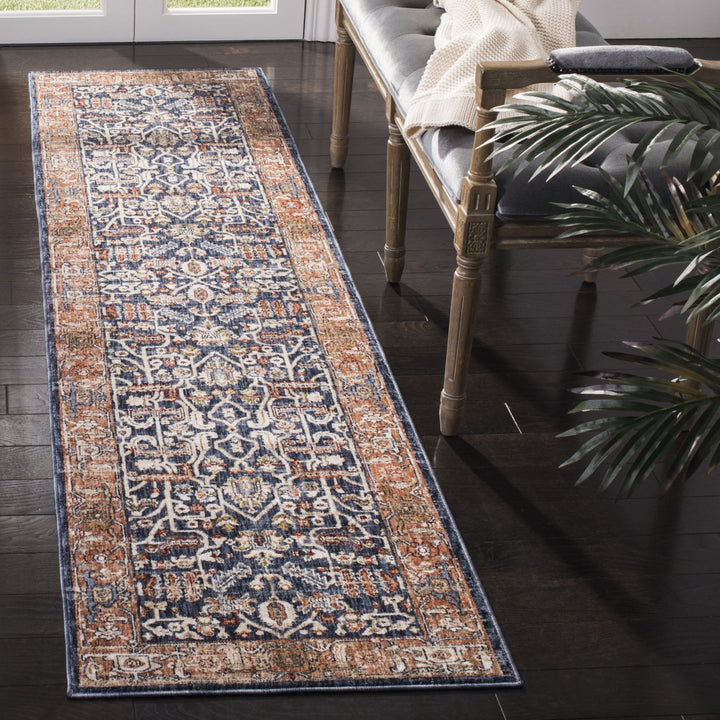 SAFAVIEH Heirloom Collection HRL703N Navy / Beige Rug Image 3