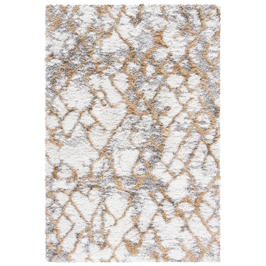 SAFAVIEH Horizon Shag Collection HZN894D Ivory / Gold Rug Image 1