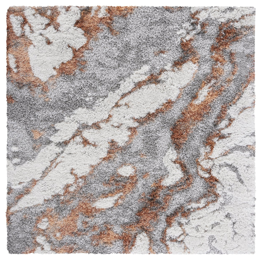 SAFAVIEH Horizon Shag Collection HZN890P Grey / Rust Rug Image 1