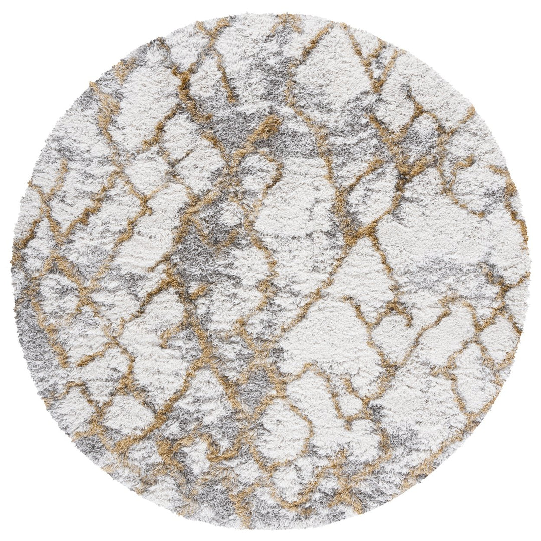 SAFAVIEH Horizon Shag Collection HZN894D Ivory / Gold Rug Image 1