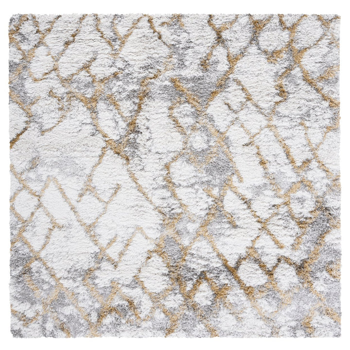 SAFAVIEH Horizon Shag Collection HZN894D Ivory / Gold Rug Image 6