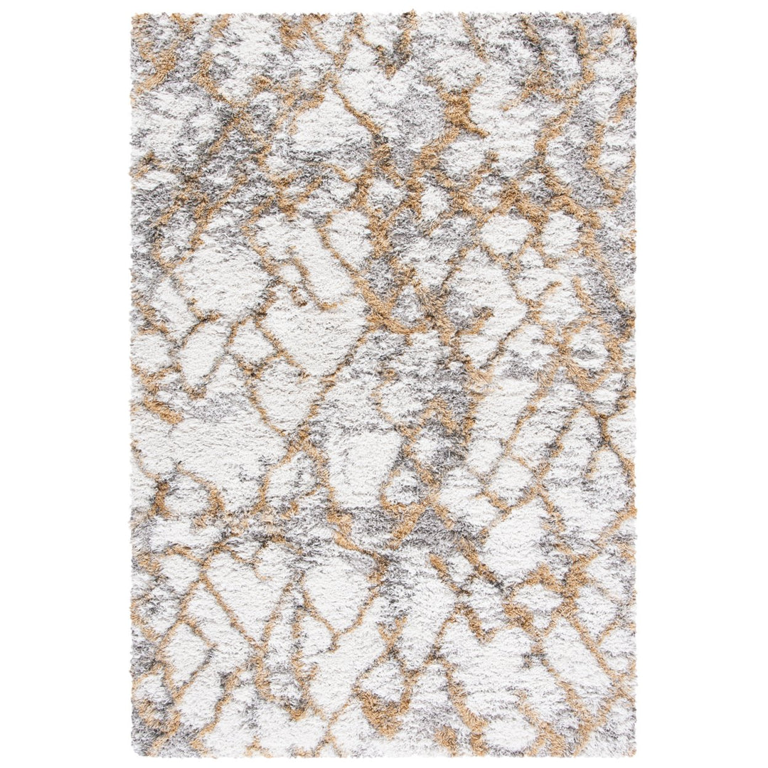 SAFAVIEH Horizon Shag Collection HZN894D Ivory / Gold Rug Image 10