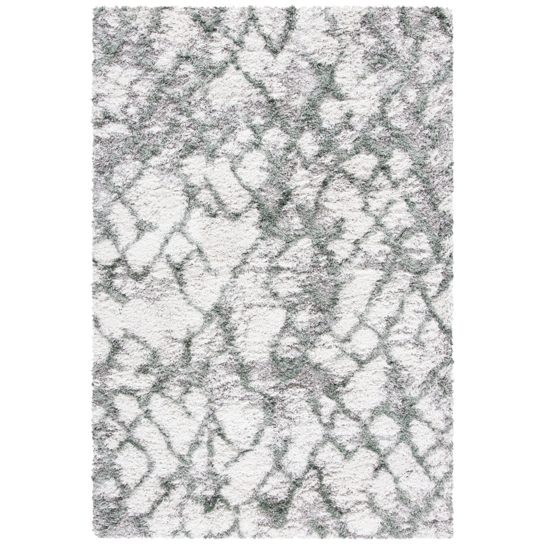 SAFAVIEH Horizon Shag Collection HZN894Y Ivory/Green Rug Image 1