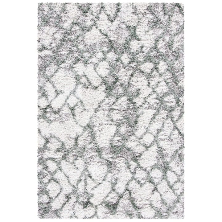 SAFAVIEH Horizon Shag Collection HZN894Y Ivory/Green Rug Image 1