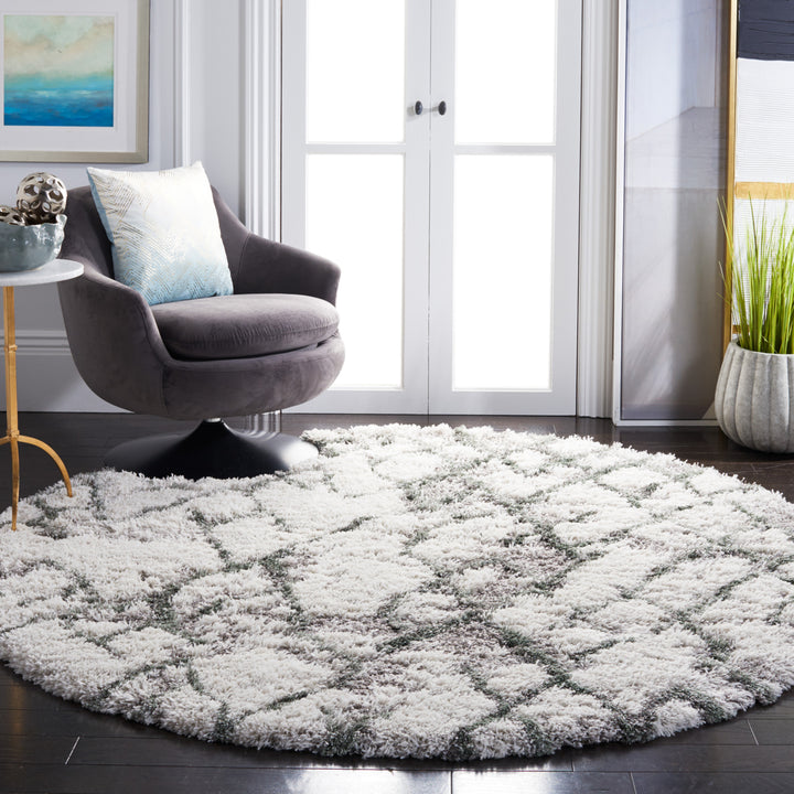 SAFAVIEH Horizon Shag Collection HZN894Y Ivory/Green Rug Image 2