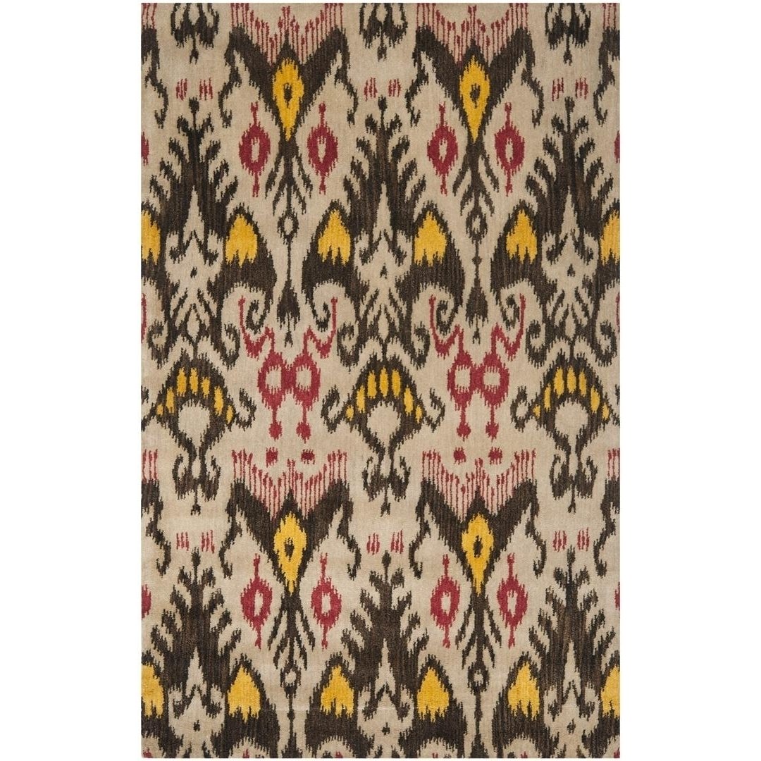 SAFAVIEH Ikat IKT216A Handmade Beige / Brown Rug Image 9