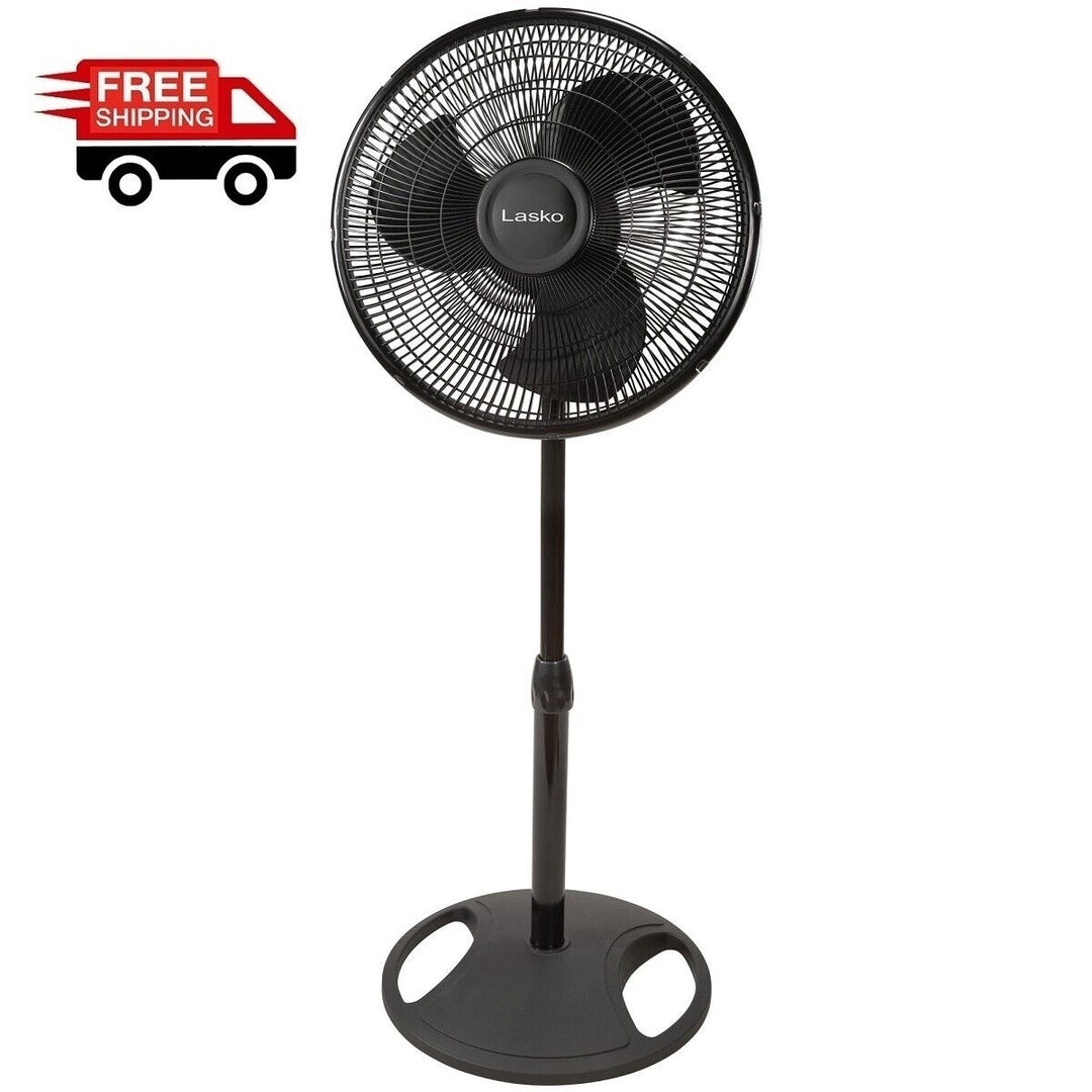 Lasko 16" Oscillating Pedestal Stand 3-Speed Fan, S16500, Black Image 2