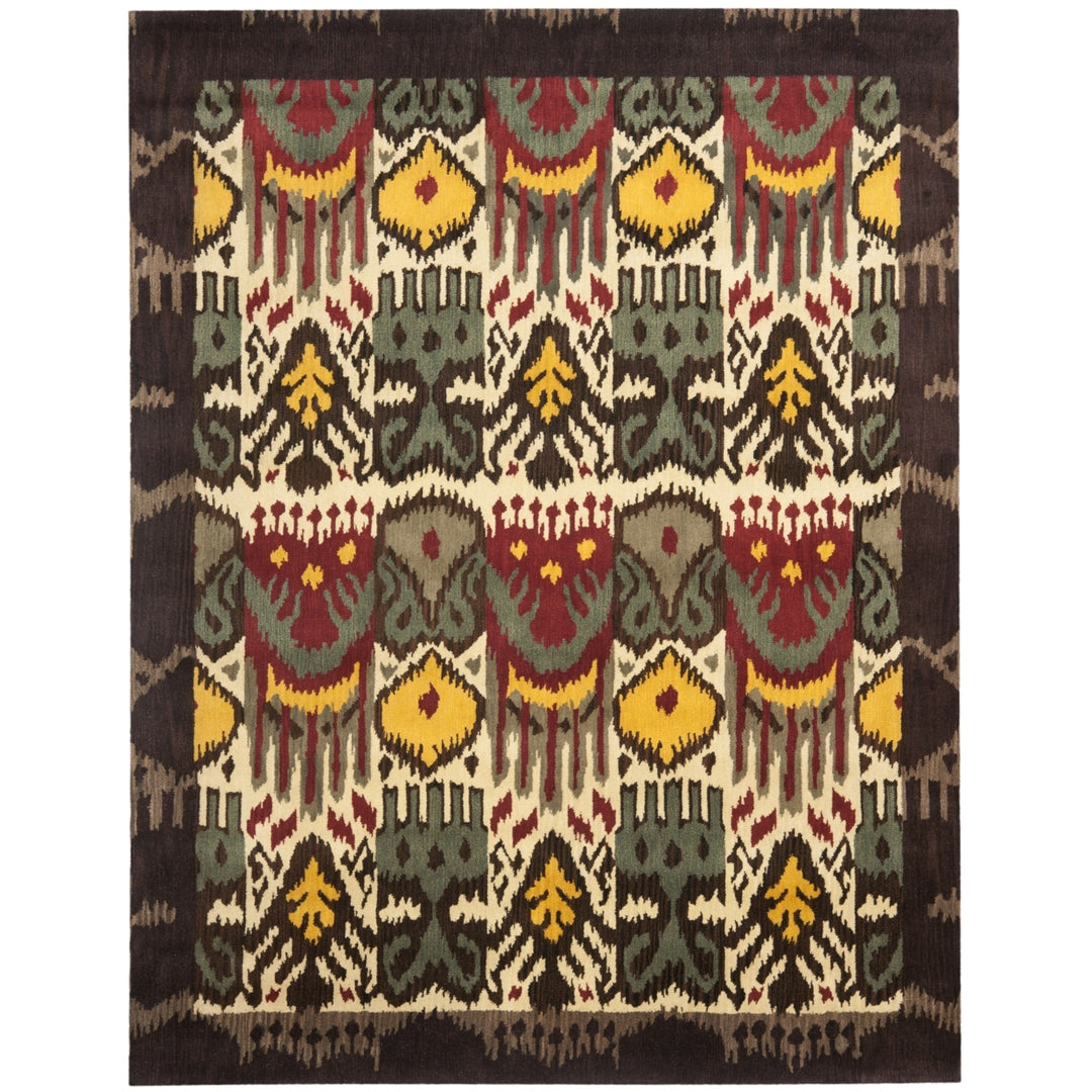 SAFAVIEH Ikat IKT217A Handmade Creme / Brown Rug Image 1