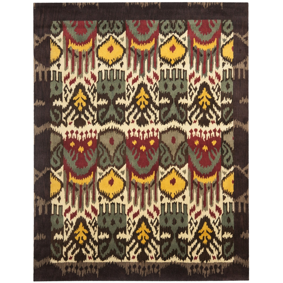 SAFAVIEH Ikat IKT217A Handmade Creme / Brown Rug Image 1