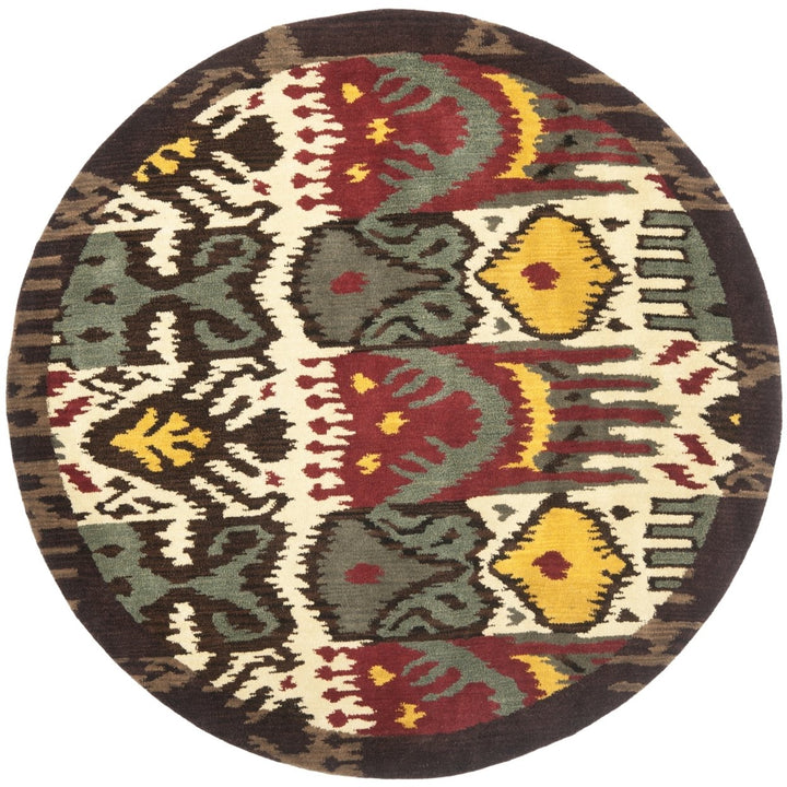 SAFAVIEH Ikat IKT217A Handmade Creme / Brown Rug Image 1