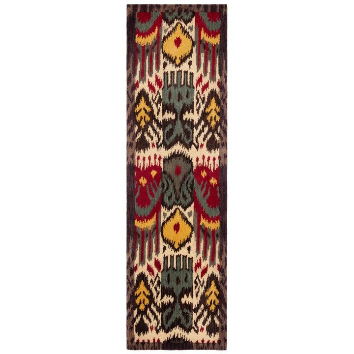 SAFAVIEH Ikat IKT217A Handmade Creme / Brown Rug Image 5