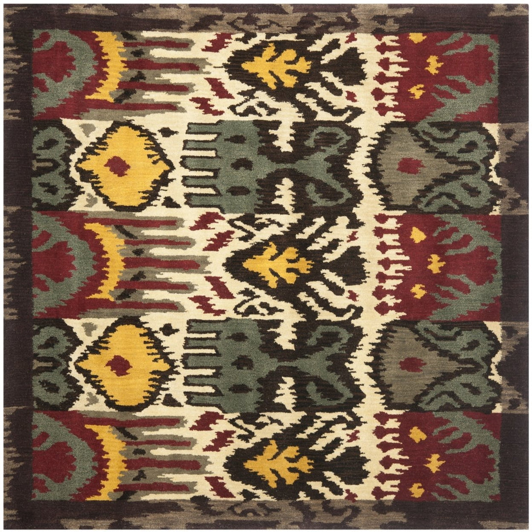 SAFAVIEH Ikat IKT217A Handmade Creme / Brown Rug Image 6