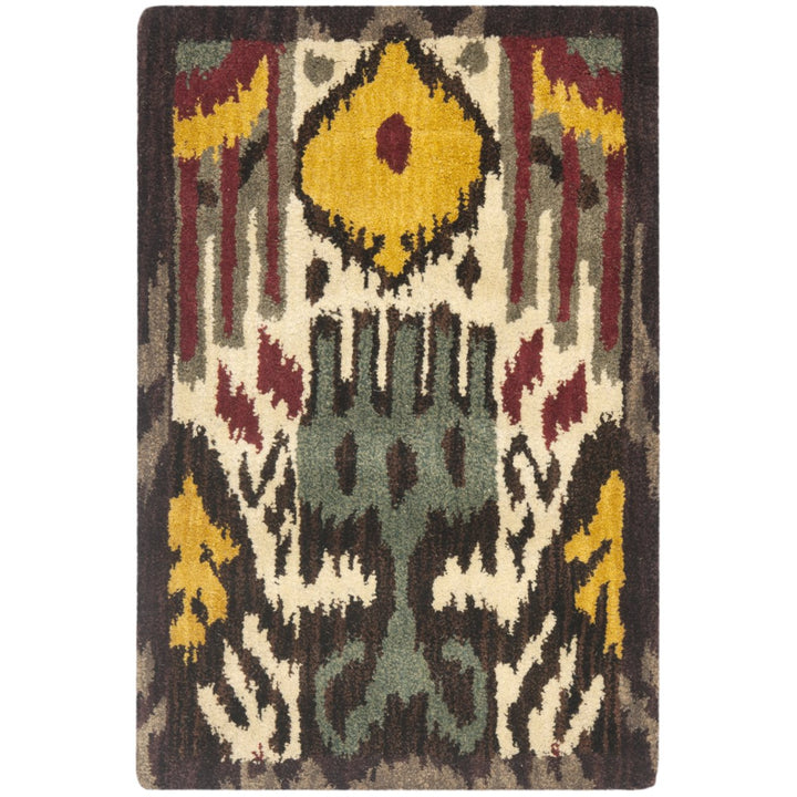 SAFAVIEH Ikat IKT217A Handmade Creme / Brown Rug Image 8