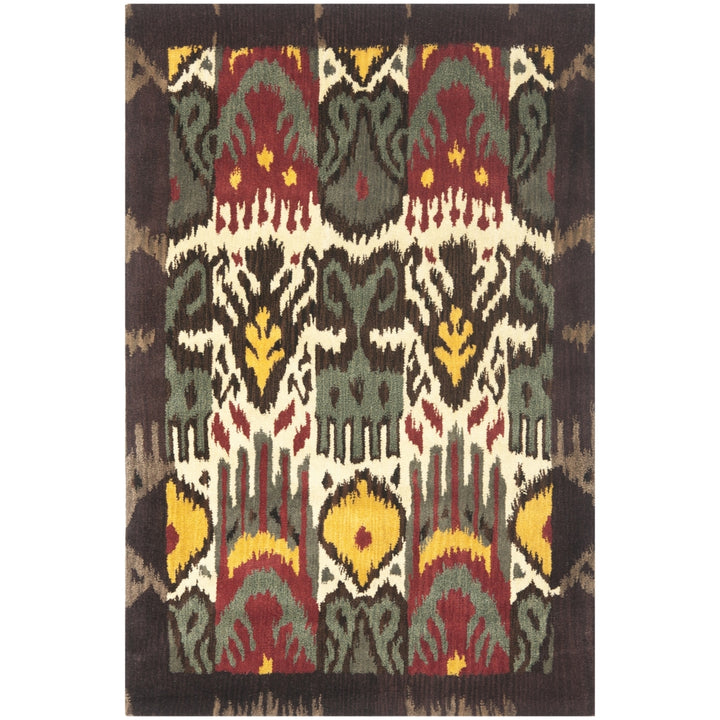 SAFAVIEH Ikat IKT217A Handmade Creme / Brown Rug Image 9